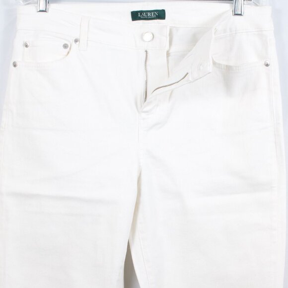 Lauren Ralph Lauren Women's Jean 10 White/Ivory Cotton Poly - Picture 4 of 8